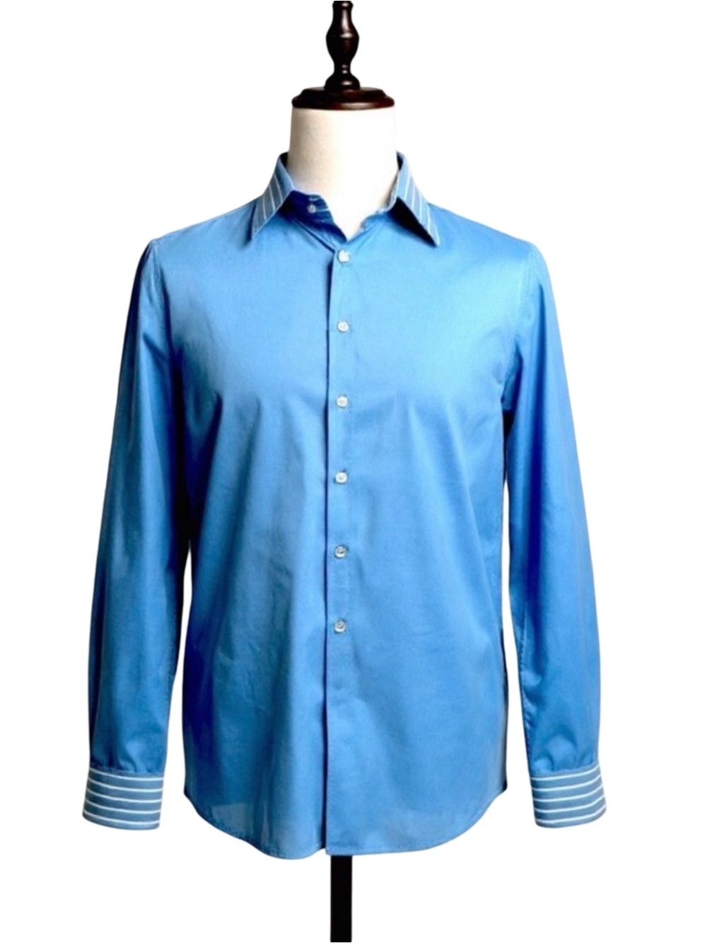 ETRO 43 Men’s Tailored Button-Down Shirt | Blue | Italian Luxury | Large